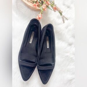 Manolo Blahnik black suede penny loafer size 40